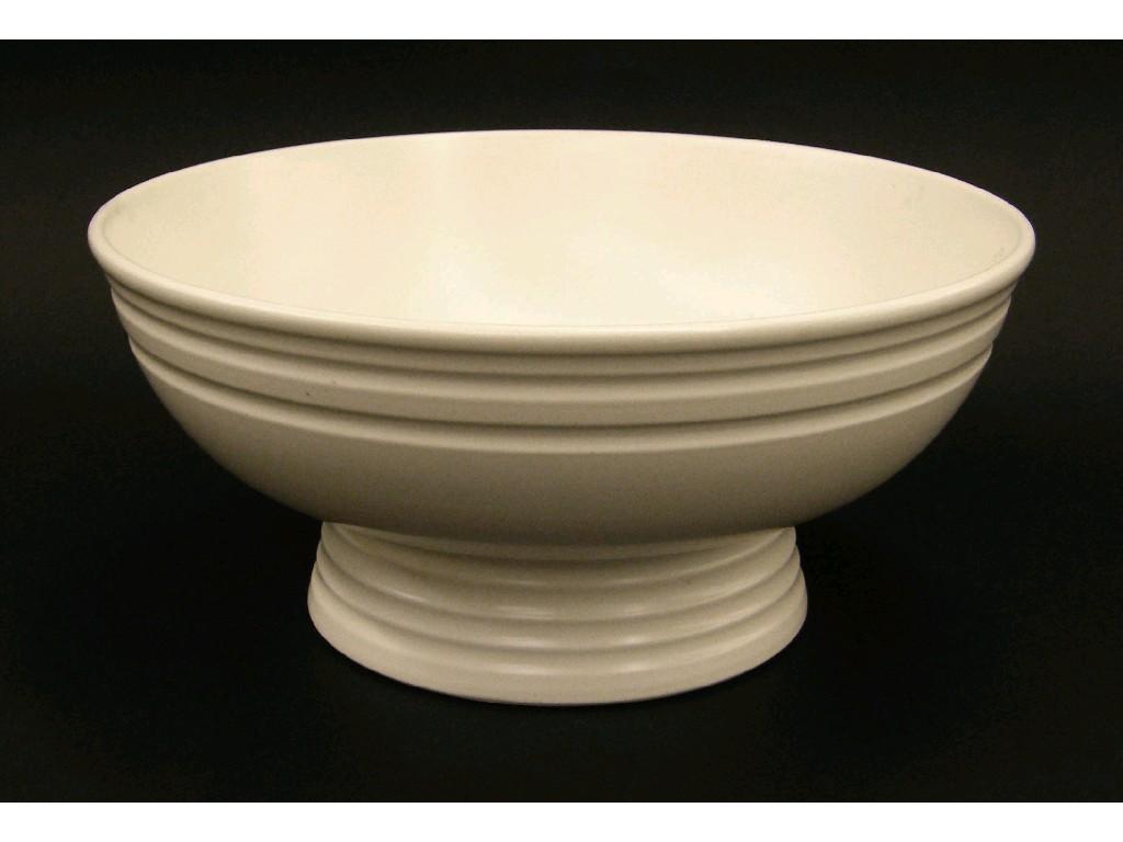 Appraisal: Keith Murray Wedgwood moonstone glaze circular ribbed pedestal bowl printed