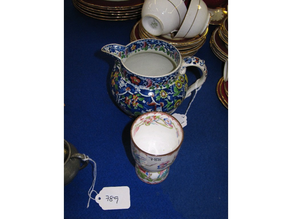 Appraisal: Creamware jug with chinoiserie decoration and a Mintons egg cup