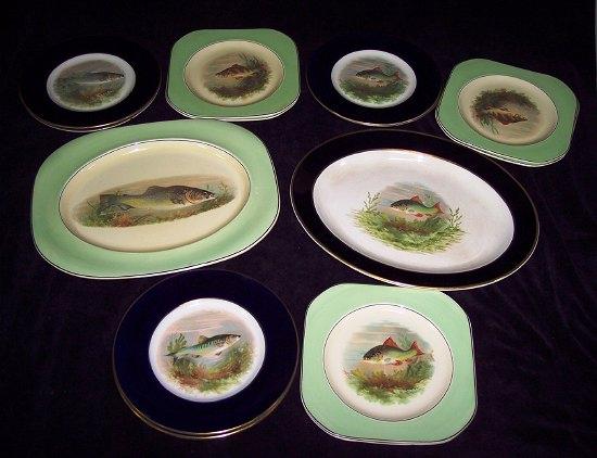 Appraisal: Six Soho pottery fish plates the matching oval dish five