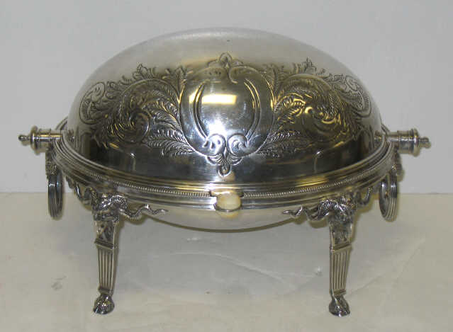 Appraisal: ENGLISH PLATED SILVER ROLL-TOP BACON DISH Elkington Co Birmingham circa