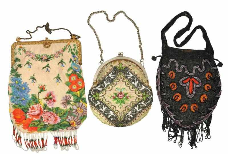 Appraisal: Lot of Victorian Beaded Purses Largest purse with a floral