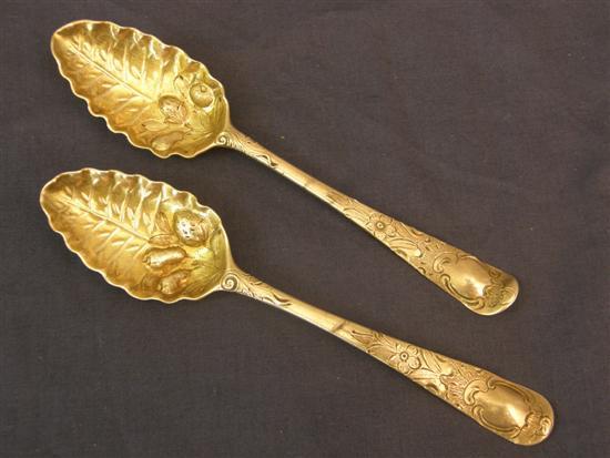 Appraisal: Pair of George III embossed silver spoons with fruit flower