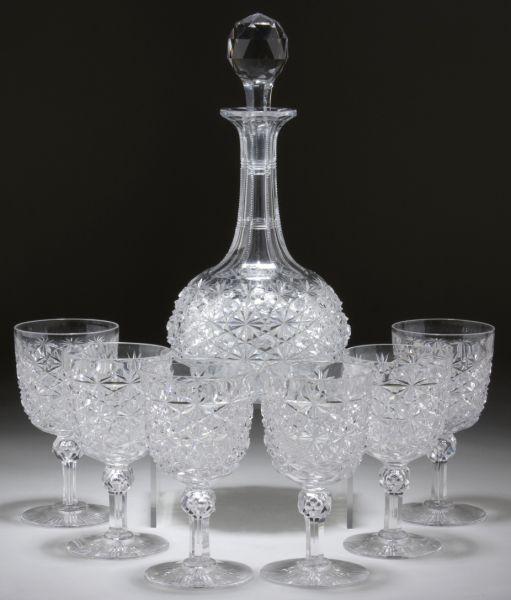 Appraisal: A Cut Glass Decanter and Six Stems the decanter with