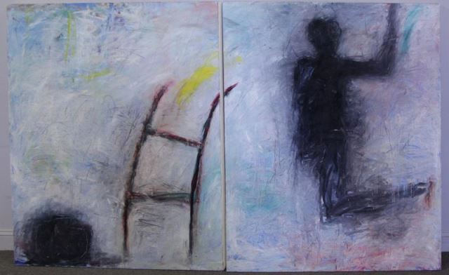 Appraisal: STERN Pia Oil on Canvas Diptych The Leaving Signed dated