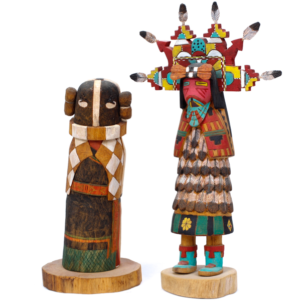 Appraisal: Pair of Native American Hopi carved wood Kachina dolls Including