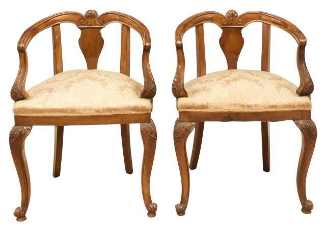 Appraisal: pair Italian Venetian walnut armchairs early th c open barrel