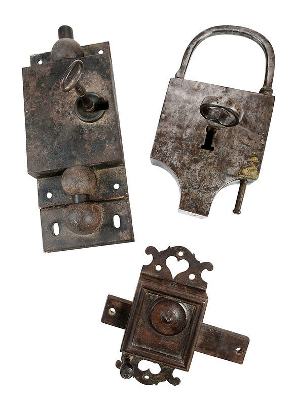 Appraisal: Three Early and Large Iron Locks probably Continental th th