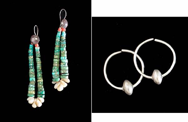 Appraisal: Two pairs of Navajo earrings One a pair of jaclas