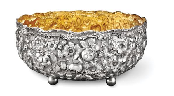 Appraisal: Sterling Silver Rose Bowl Sterling Silver with k Gold Plated