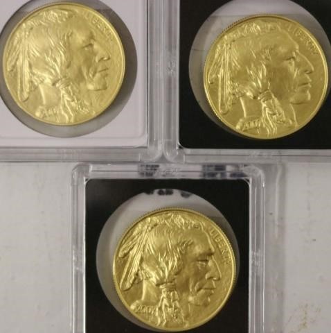 Appraisal: THREE GOLD OZ EACH INDIAN HEAD COINS UNCIRCULATED