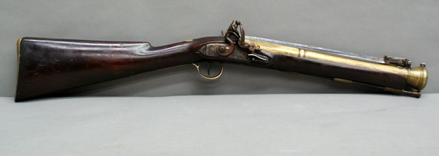 Appraisal: An English brass barrel flintlock blunderbuss inch bellmouth barrel with