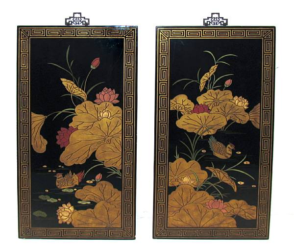 Appraisal: Two pairs of lacquer panels height of tallest in width