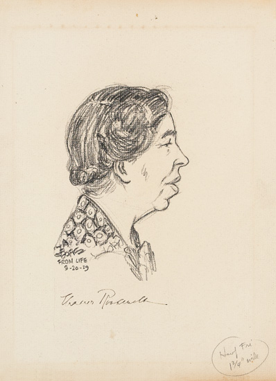 Appraisal: ROOSEVELT ELEANOR Signature on a graphite drawing of her by