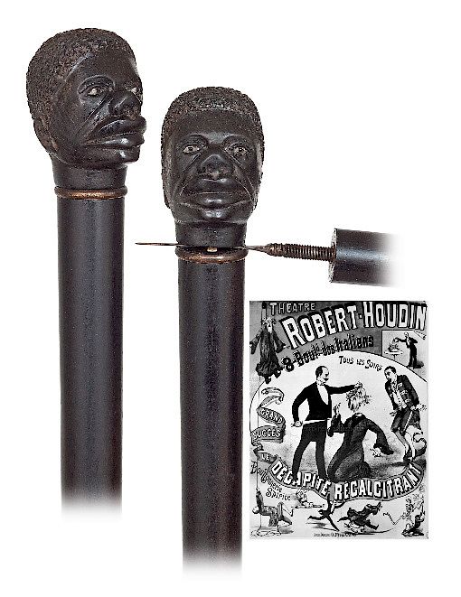 Appraisal: Ebony Head Chopper Cane -Ca -Well carved ebony Black Man