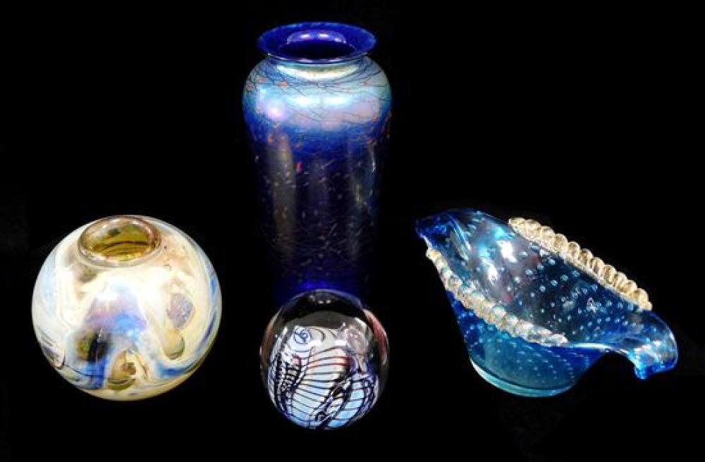 Appraisal: GLASS Art and Venetian glass four pieces including tall columnar