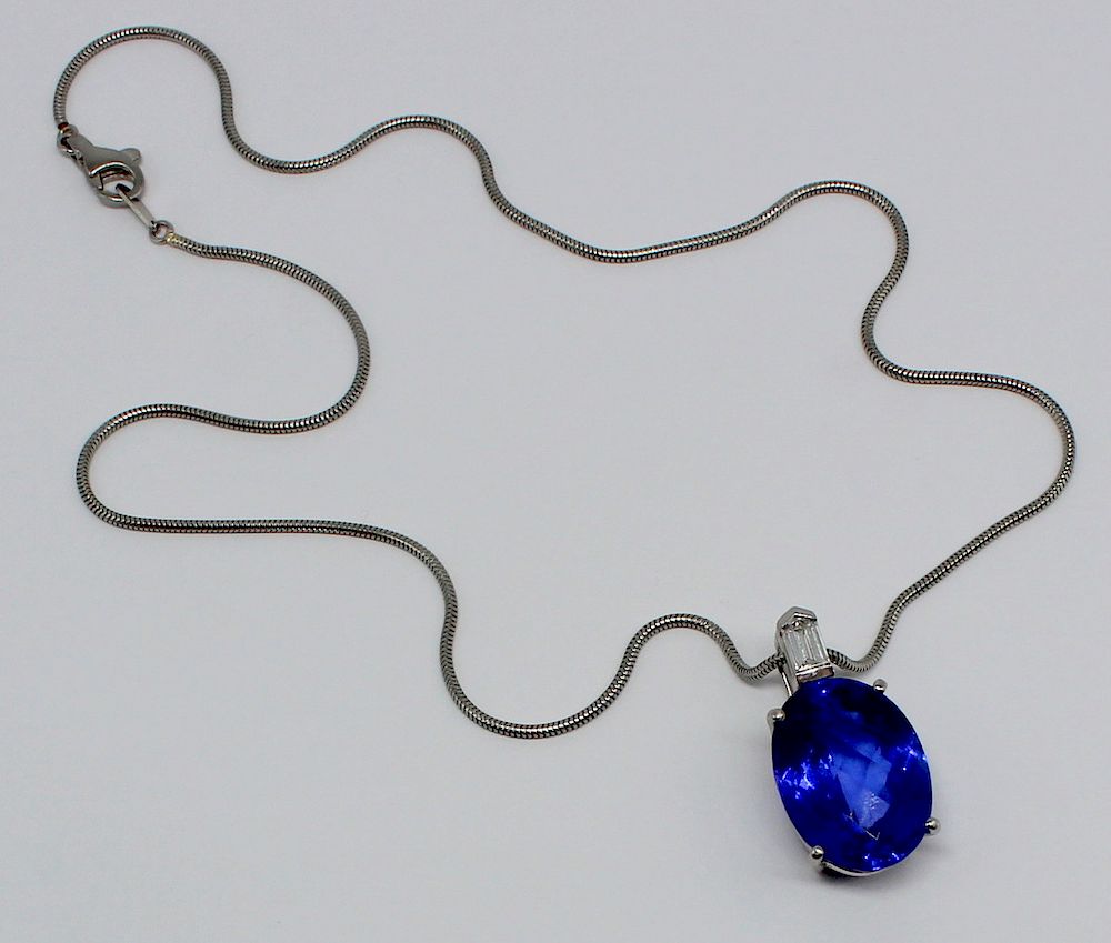 Appraisal: JEWELRY GIA Natural ct Tanzanite Pendant Includes a platinum diamond