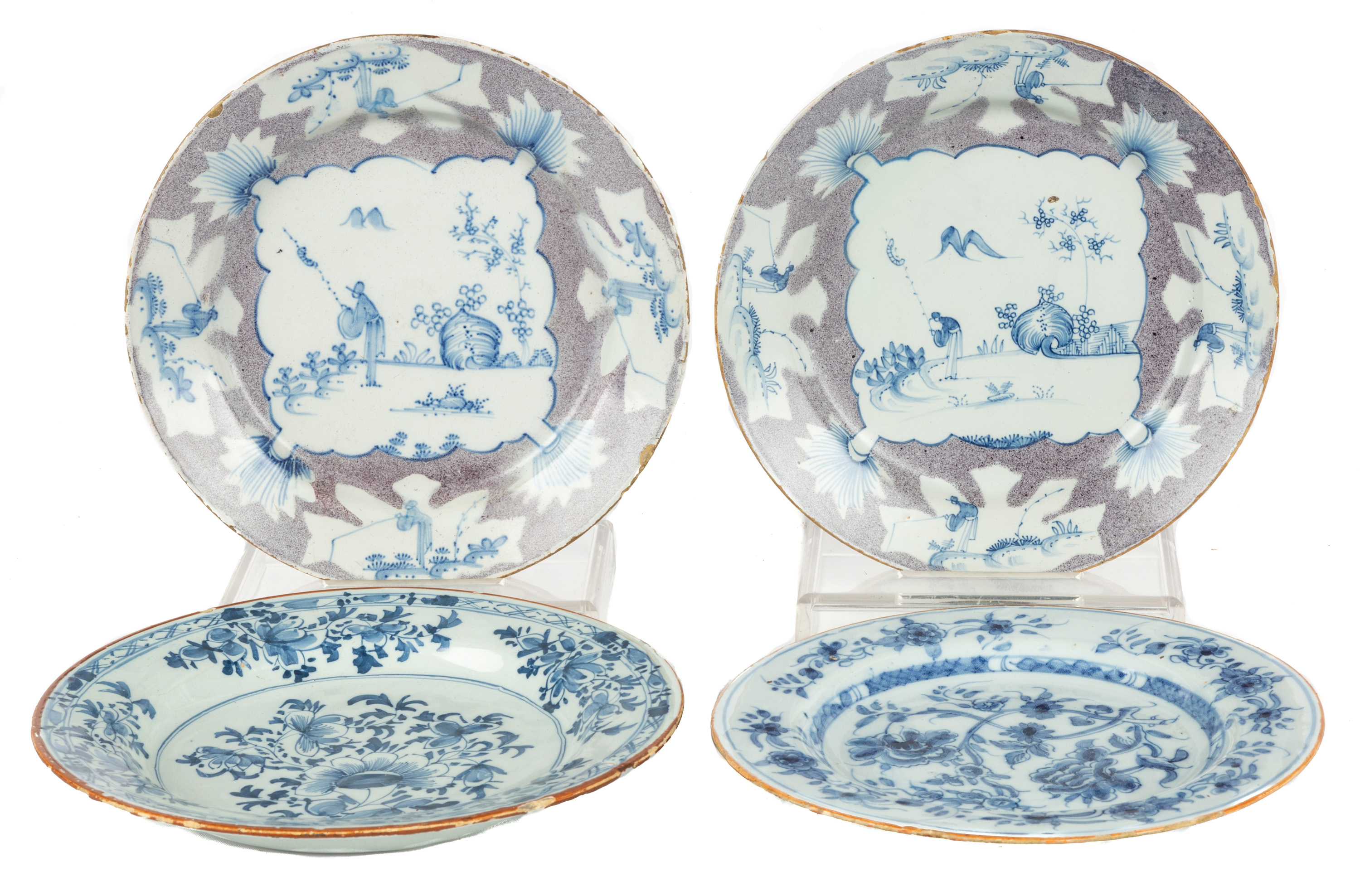 Appraisal: FOUR HAND PAINTED DUTCH PLATES th century