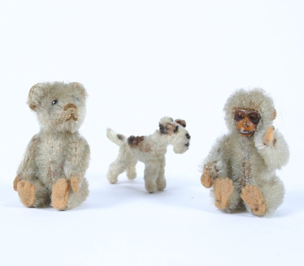 Appraisal: Lot miniature plush toys terrier jointed Steiff teddy bear and