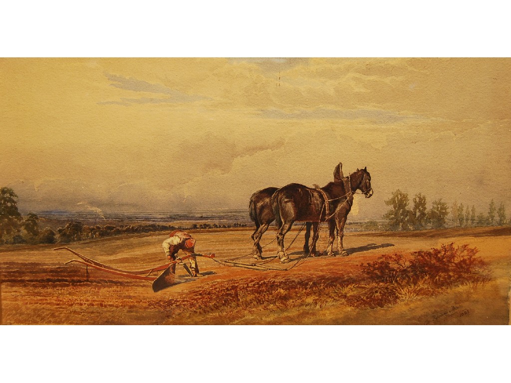 Appraisal: George Freeman Shaw - Horses pulling a plough with farmland