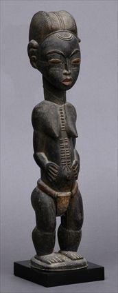 Appraisal: AFRICAN TRIBAL WOOD FIGURE ON BASE in Provenance Property from