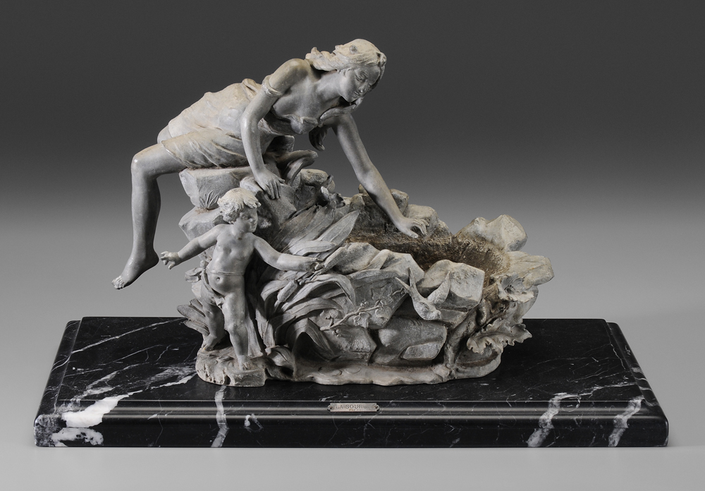 Appraisal: Possibly After Emile-Joseph Carlier French - Basin With Nymph and