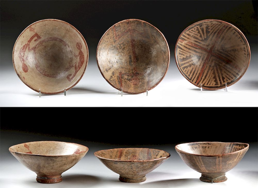 Appraisal: Lot of Narino Pottery Bowls - Negative Resist Motifs Pre-Columbian