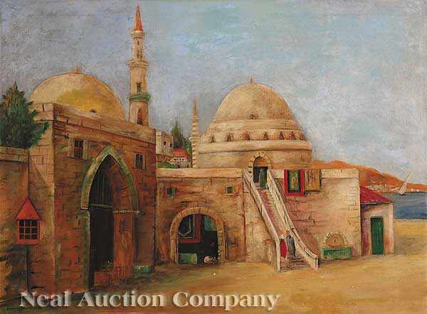 Appraisal: Annette Paquin French th c Architectural Landscape oil on canvas