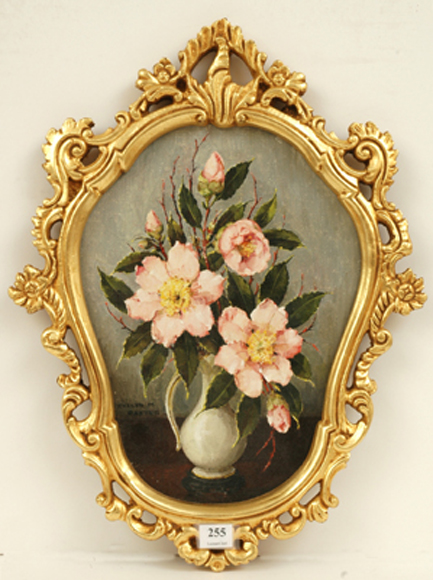 Appraisal: Evelyn Baxter - Exquisite Camellias oil on canvas on board