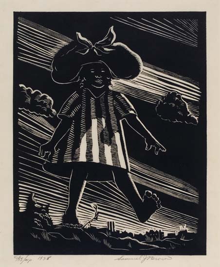 Appraisal: SAMUEL J BROWN - Little Girl Woodcut on thin Japan