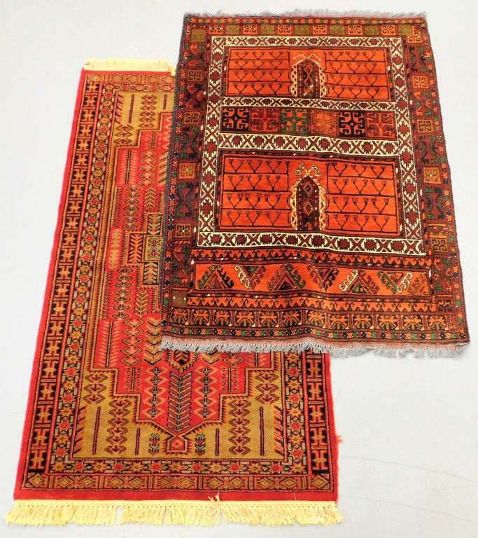 Appraisal: PC KASHIMAR AFGHANISTAN RED GEOMETRIC RUGS India Afghanistan th CenturyIncludes