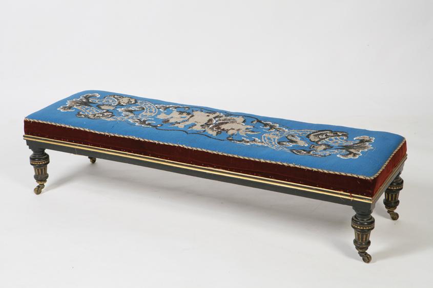 Appraisal: A VICTORIAN EBONISED AND GILT DECORATED FOOTSTOOL the broad rectangular