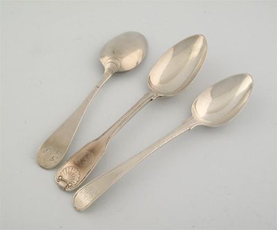 Appraisal: Three tablespoons a George III Scottish provincial tablespoon Hanoverian pattern