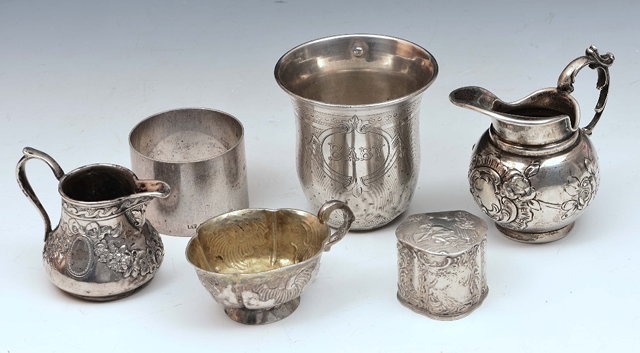 Appraisal: Small collection of continental white metal and other piecesincluding miniature