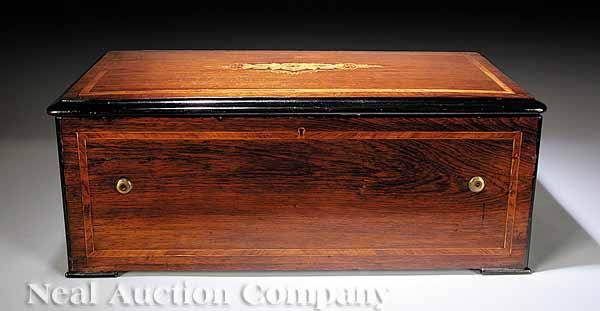 Appraisal: A Fine Antique Continental Rosewood Ebonized and Marquetry Cylinder Music