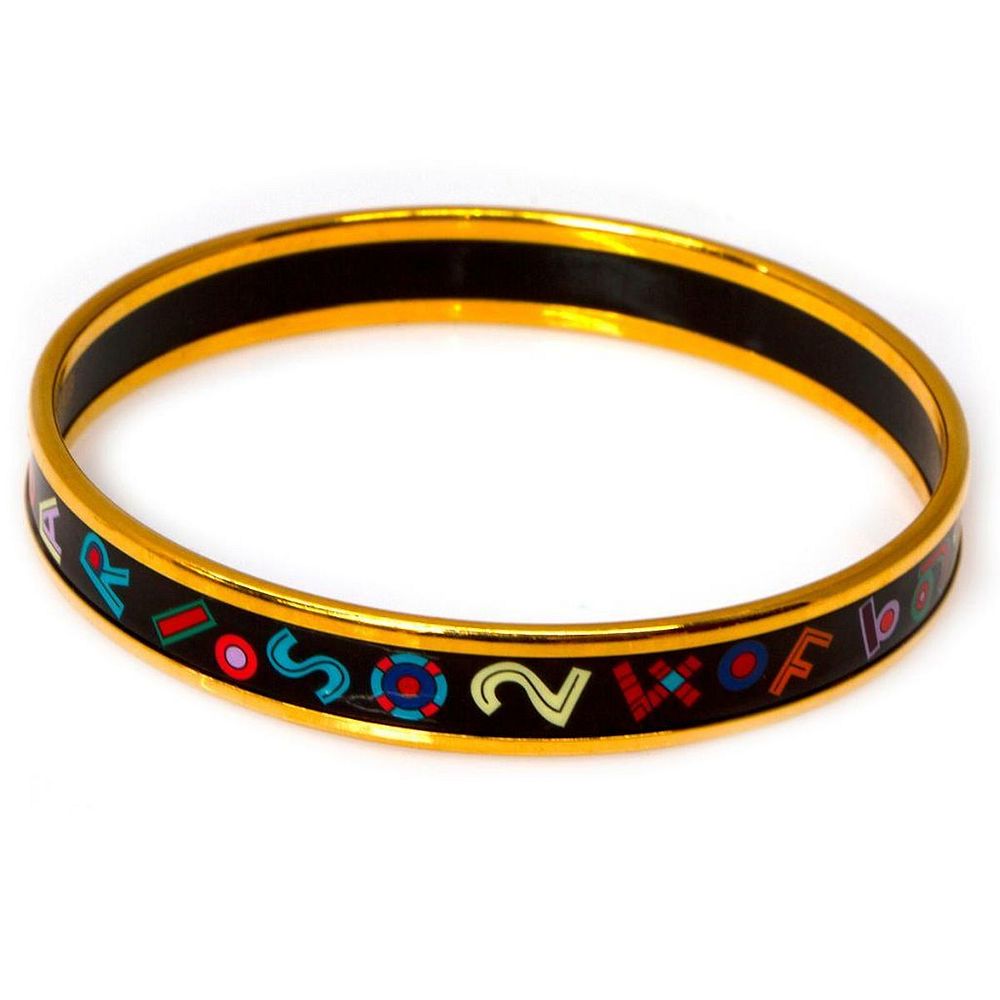 Appraisal: Hermes enamel bangle bracelet diameter in width in signed Hermes