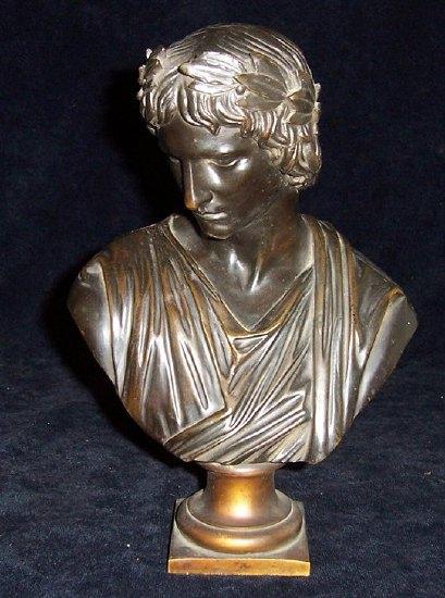 Appraisal: A bronze bust of a Roman Emperor wearing a laurel