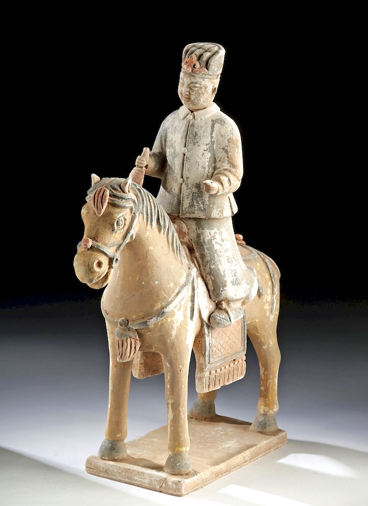 Appraisal: Chinese Ming Dynasty Polychrome Horse and Rider East Asia China