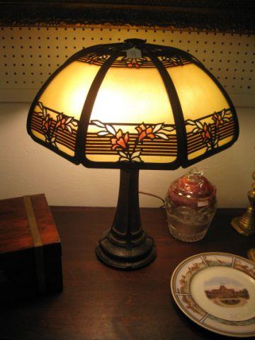 Appraisal: Fine Art Glass Table Lamp overlaid floral Arts Crafts style