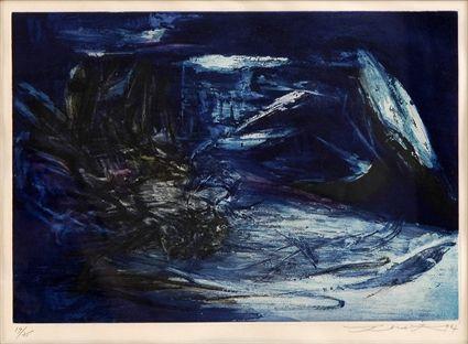 Appraisal: ZAO WOU-KI b BLUE-VIOLET II Etching and aquatint on paper