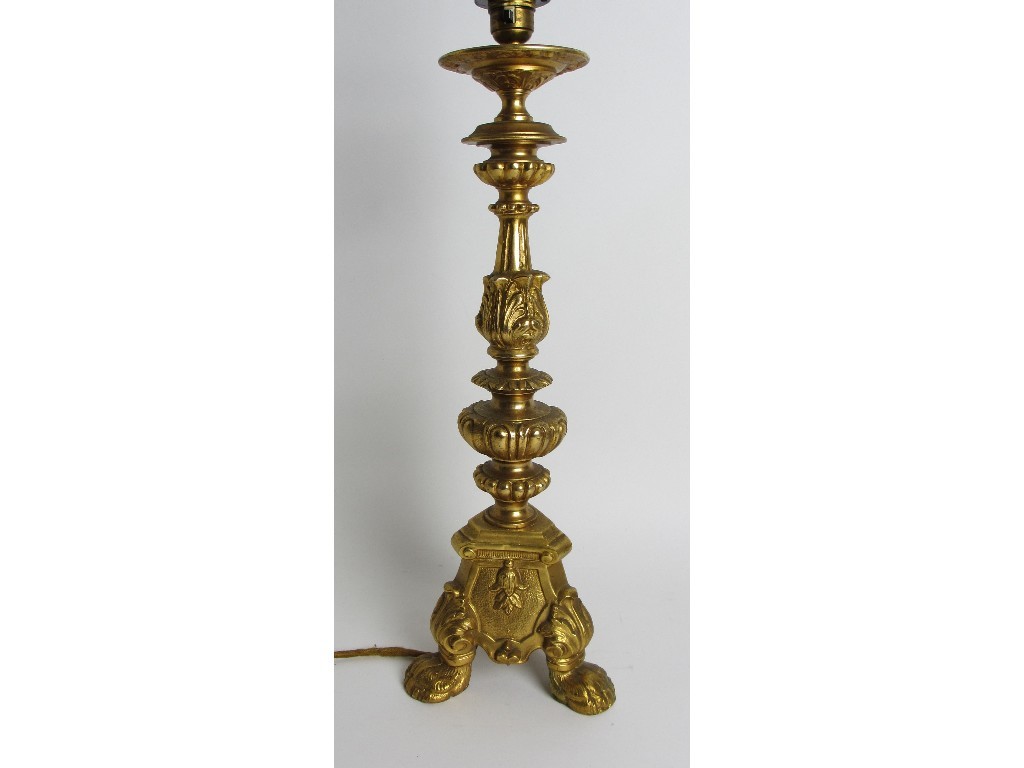 Appraisal: A gilt metal candl