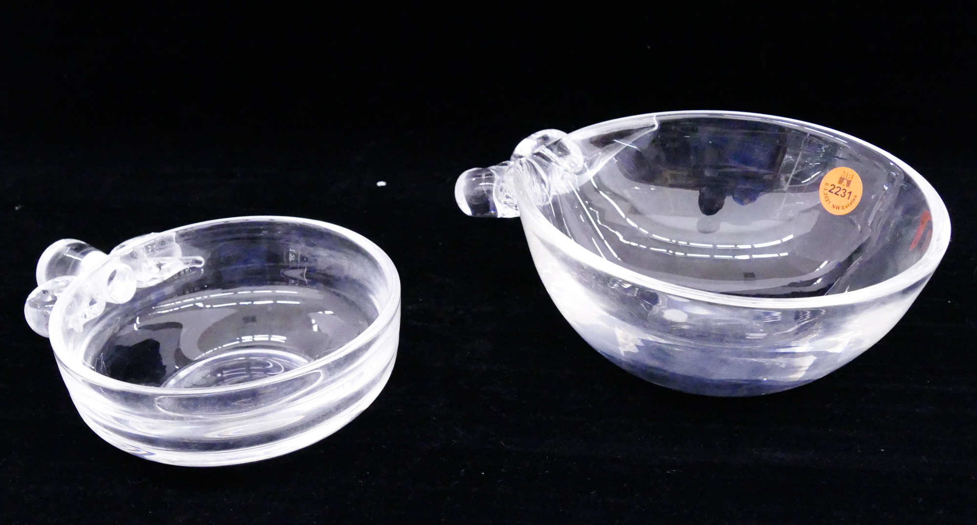 Appraisal: pc Steuben Crystal Handled Bowls- - ''