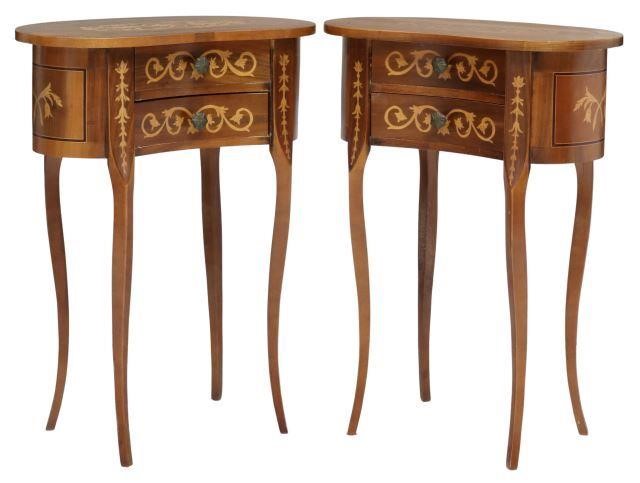 Appraisal: pair Italian bedside tables stands th c kidney-shaped case with