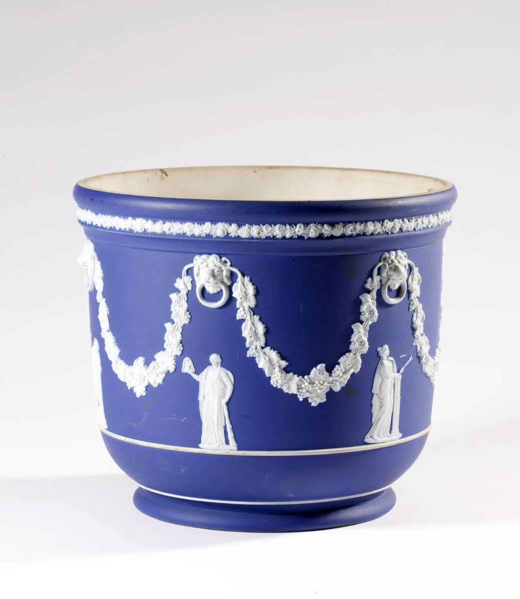 Appraisal: WEDGWOOD BLUE AND WHITE JASPERWARE JARDINIERE Impressed quot WEDGWOOD quot