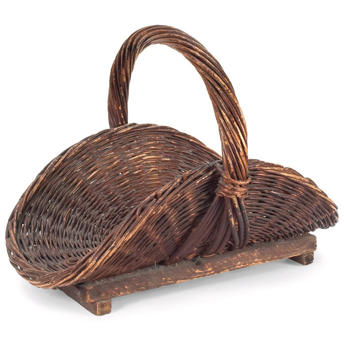 Appraisal: Gustav Stickley wood basket woven form with a single handle