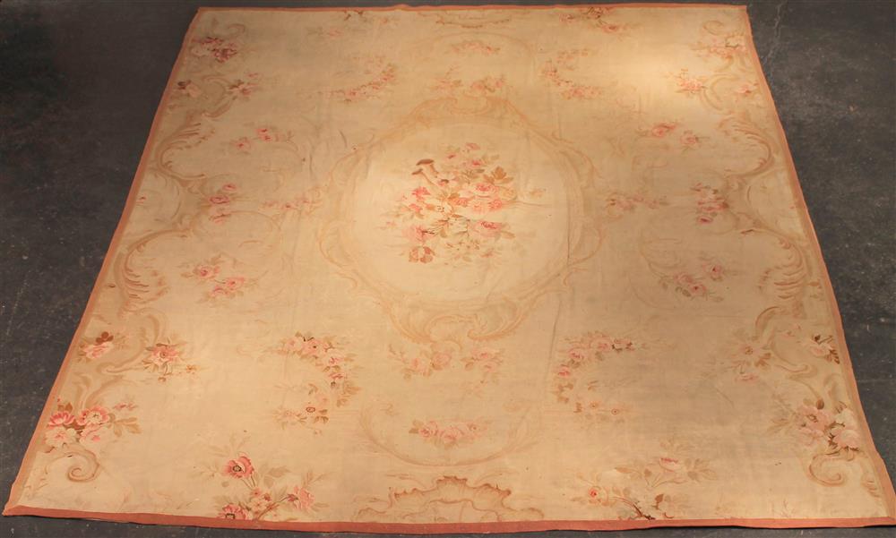 Appraisal: TH C FRENCH AUBUSSON CARPET the saffron field with central