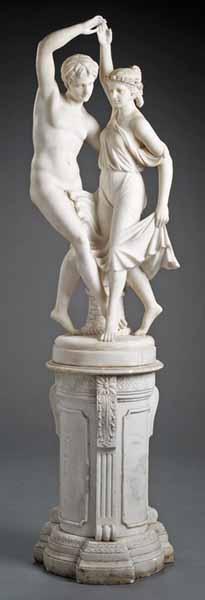 Appraisal: A Carrara Marble Group of a Nude Male and a