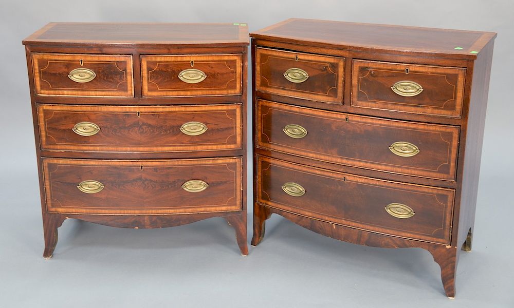 Appraisal: Pair George III style mahogany inlaid diminutive chest ht in