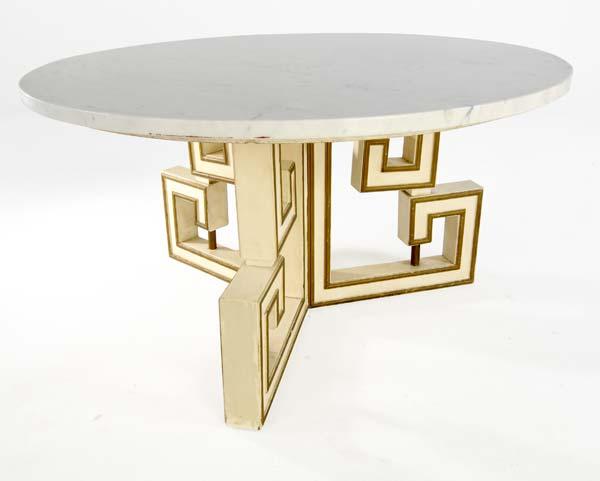 Appraisal: JAMES MONT Attr Dinette table with enameled wood greek key