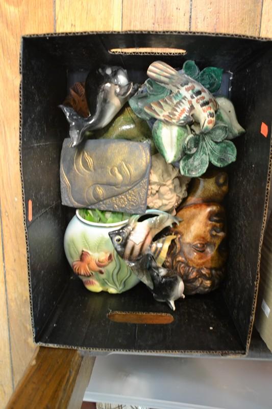 Appraisal: BOX OF CERAMIC WALL HANGINGS