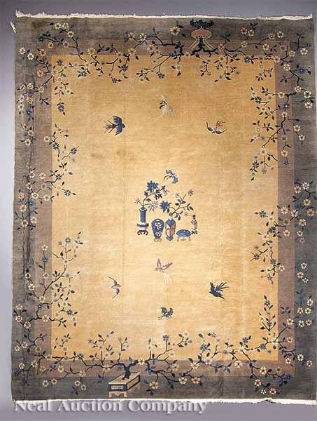 Appraisal: A Semi-Antique Chinese Rug floral and avian motifs in blues